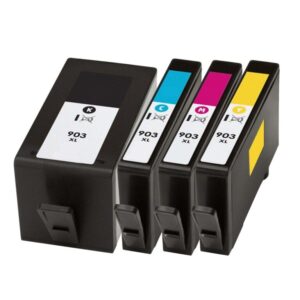 High-Yield Ink Cartridge Set (Black, Cyan, Magenta, Yellow) – Remanufactured (903XL Replacement)